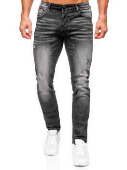 Czarne spodnie jeansowe męskie slim fit Denley MP0070N