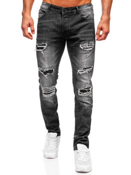 Czarne spodnie jeansowe męskie slim fit Denley MP0075N