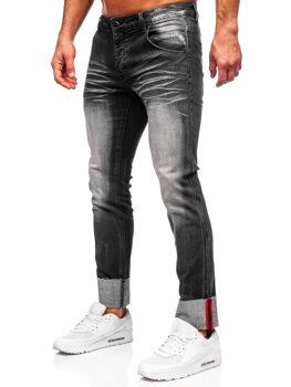 Czarne spodnie jeansowe męskie slim fit Denley MP0106N