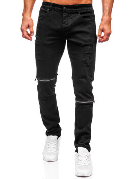 Czarne spodnie jeansowe męskie slim fit Denley MP0117N