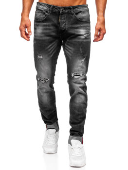 Czarne spodnie jeansowe męskie slim fit Denley MP0126N