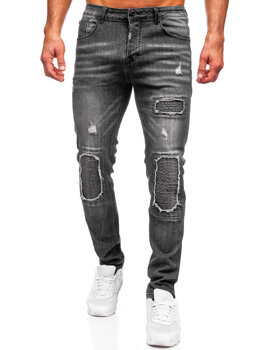 Czarne spodnie jeansowe męskie slim fit Denley MP0137N