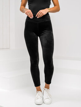 Czarne welurowe legginsy damskie Denley W5231