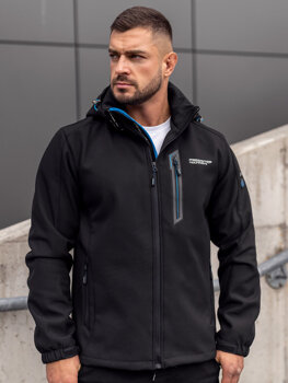 Czarno-niebieska kurtka męska softshell Denley WX061A