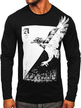 Czarny longsleeve męski z nadrukiem Bolf 146741