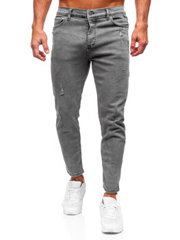 Grafitowe spodnie jeansowe męskie skinny fit Denley 5909