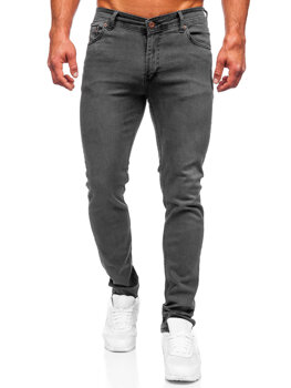 Grafitowe spodnie jeansowe męskie slim fit Denley 6220