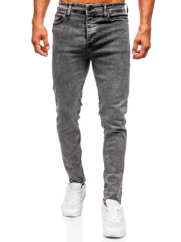 Grafitowe spodnie jeansowe męskie slim fit Denley 6506