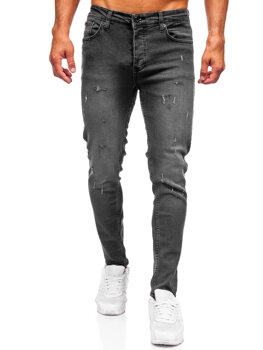 Grafitowe spodnie jeansowe męskie slim fit Denley 6541