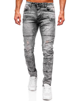 Grafitowe spodnie jeansowe męskie slim fit Denley MP0163N