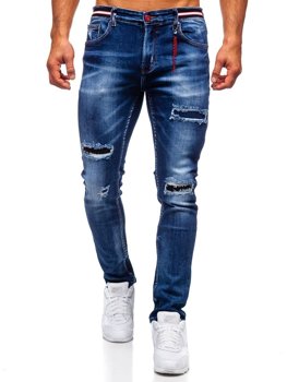 Granatowe jeansowe spodnie męskie slim fit Denley 80033W0