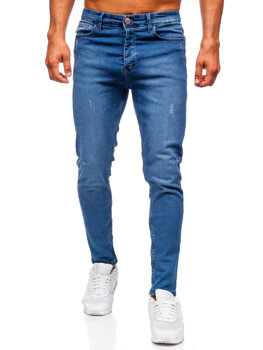 Granatowe spodnie jeansowe męskie slim fit Denley 6175