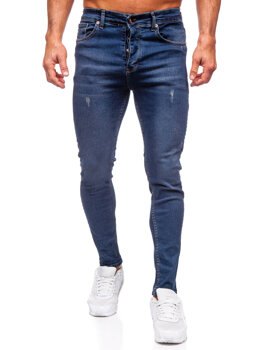 Granatowe spodnie jeansowe męskie slim fit Denley 6257