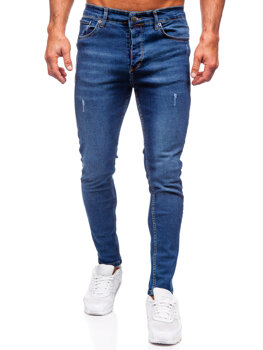 Granatowe spodnie jeansowe męskie slim fit Denley 6264