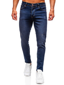 Granatowe spodnie jeansowe męskie slim fit Denley 6479