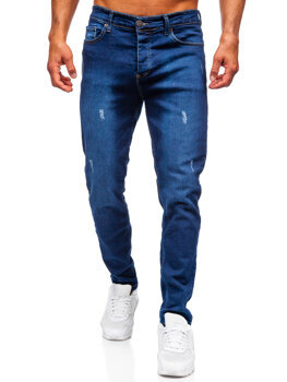 Granatowe spodnie jeansowe męskie slim fit Denley 6516