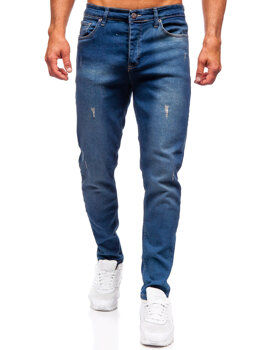 Granatowe spodnie jeansowe męskie slim fit Denley 6518