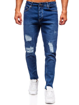 Granatowe spodnie jeansowe męskie slim fit Denley 6536