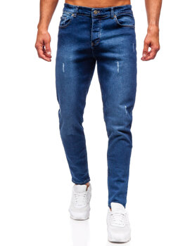 Granatowe spodnie jeansowe męskie slim fit Denley 6558