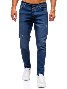 Granatowe spodnie jeansowe męskie slim fit Denley 6561