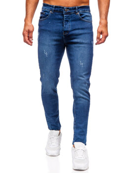 Granatowe spodnie jeansowe męskie slim fit Denley 6564-1