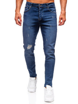 Granatowe spodnie jeansowe męskie slim fit Denley 6566-1