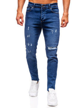 Granatowe spodnie jeansowe męskie slim fit Denley 6566-2