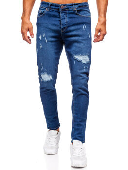 Granatowe spodnie jeansowe męskie slim fit Denley 6569-1