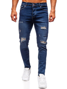 Granatowe spodnie jeansowe męskie slim fit Denley 6569