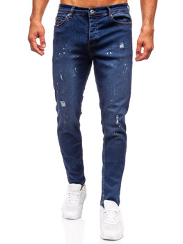 Granatowe spodnie jeansowe męskie slim fit Denley 6571