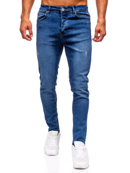 Granatowe spodnie jeansowe męskie slim fit Denley 6585