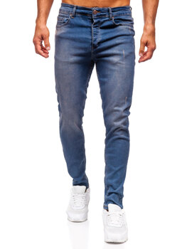 Granatowe spodnie jeansowe męskie slim fit Denley 6587