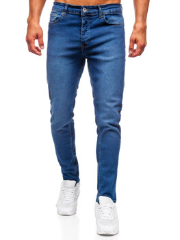 Granatowe spodnie jeansowe męskie slim fit Denley 6591