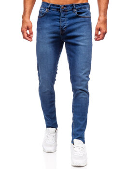 Granatowe spodnie jeansowe męskie slim fit Denley 6592