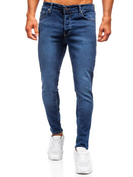 Granatowe spodnie jeansowe męskie slim fit Denley 6596