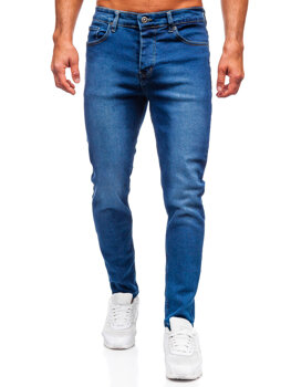 Granatowe spodnie jeansowe męskie slim fit Denley 6715