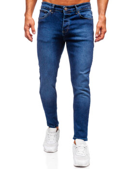 Granatowe spodnie jeansowe męskie slim fit Denley 6732