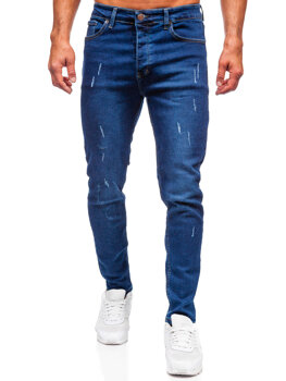 Granatowe spodnie jeansowe męskie slim fit Denley 6735