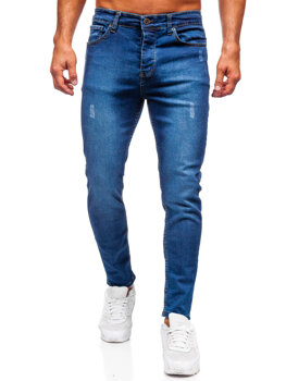 Granatowe spodnie jeansowe męskie slim fit Denley 6758