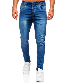 Granatowe spodnie jeansowe męskie slim fit Denley 6761