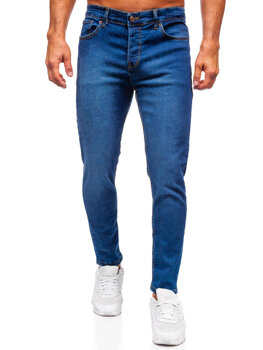 Granatowe spodnie jeansowe męskie slim fit Denley 6811