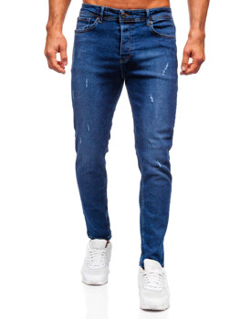 Granatowe spodnie jeansowe męskie slim fit Denley 6835