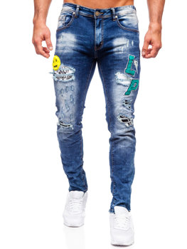 Granatowe spodnie jeansowe męskie slim fit Denley E7860