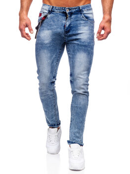 Granatowe spodnie jeansowe męskie slim fit Denley HY1053