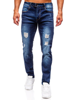 Granatowe spodnie jeansowe męskie slim fit Denley MP0017BS