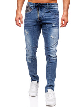 Granatowe spodnie jeansowe męskie slim fit Denley MP0045B