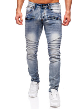 Granatowe spodnie jeansowe męskie slim fit Denley MP0094BS