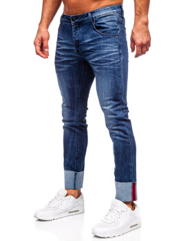 Granatowe spodnie jeansowe męskie slim fit Denley MP0106BS