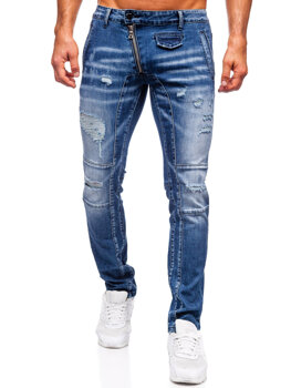 Granatowe spodnie jeansowe męskie slim fit Denley MP0110BS