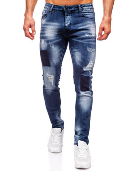 Granatowe spodnie jeansowe męskie slim fit Denley MP0113BS